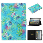 Custodia in pelle a ribalta orizzontale con disegno colorato a trama di tensione con supporto e slot per schede e funzione Sleep / Wake-up, For Amazon Fire HD 10 (2021)