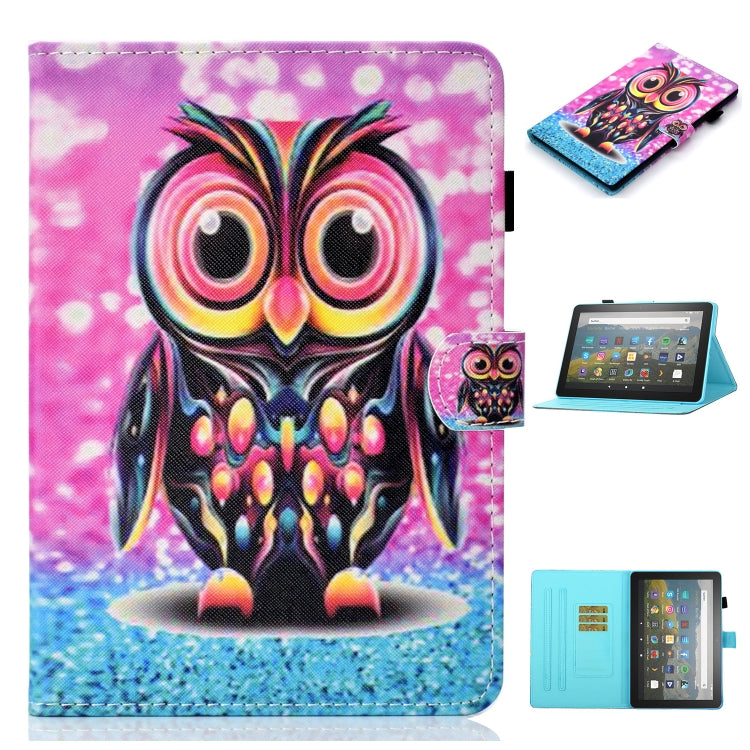 Custodia in pelle flip orizzontale con cuciture a disegno colorato con supporto e slot per schede e funzione Sleep / Wake-up, For Amazon Fire HD 10 (2021)