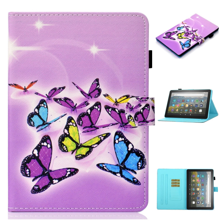 Custodia in pelle flip orizzontale con cuciture a disegno colorato con supporto e slot per schede e funzione Sleep / Wake-up, For Amazon Fire HD 10 (2021)