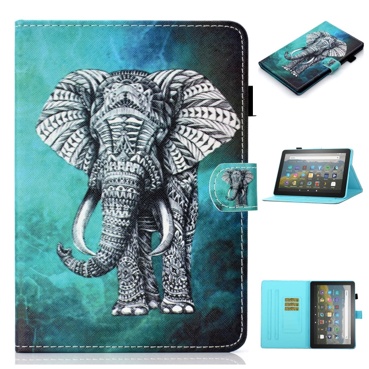 Custodia in pelle flip orizzontale con cuciture a disegno colorato con supporto e slot per schede e funzione Sleep / Wake-up, For Amazon Fire HD 10 (2021)