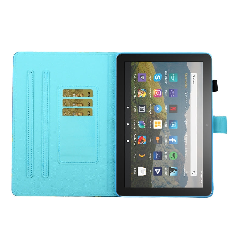 Custodia in pelle flip orizzontale con cuciture a disegno colorato con supporto e slot per schede e funzione Sleep / Wake-up, For Amazon Fire HD 10 (2021)