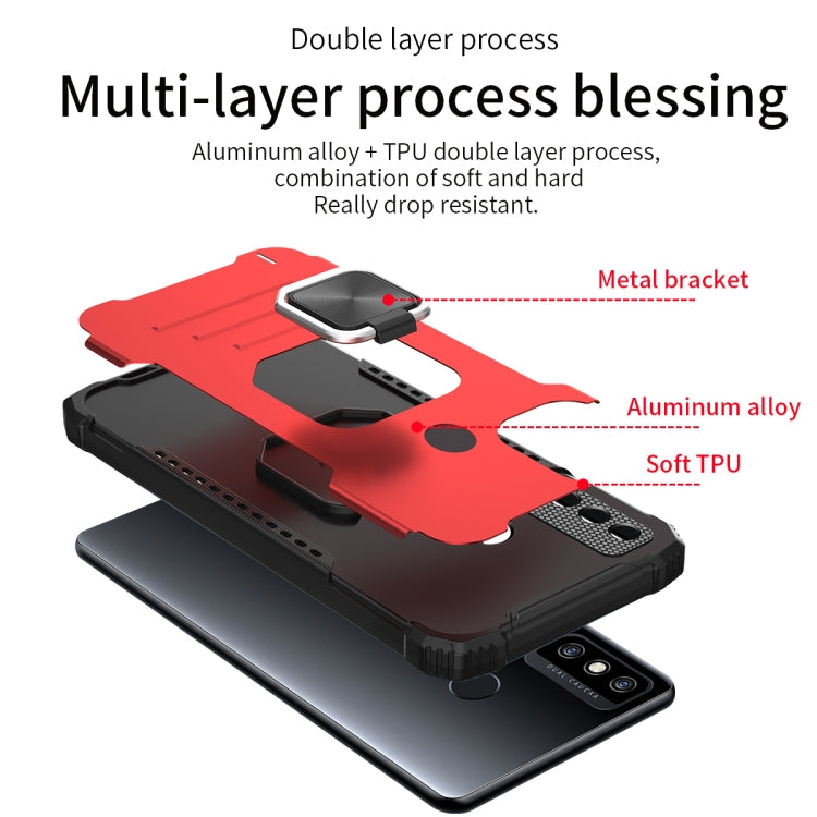 Per Tecno Spark 6 Fierce Warrior Series Armor All-inclusive lega di alluminio antiurto + custodia protettiva in TPU con supporto per anello, For Tecno Spark 6