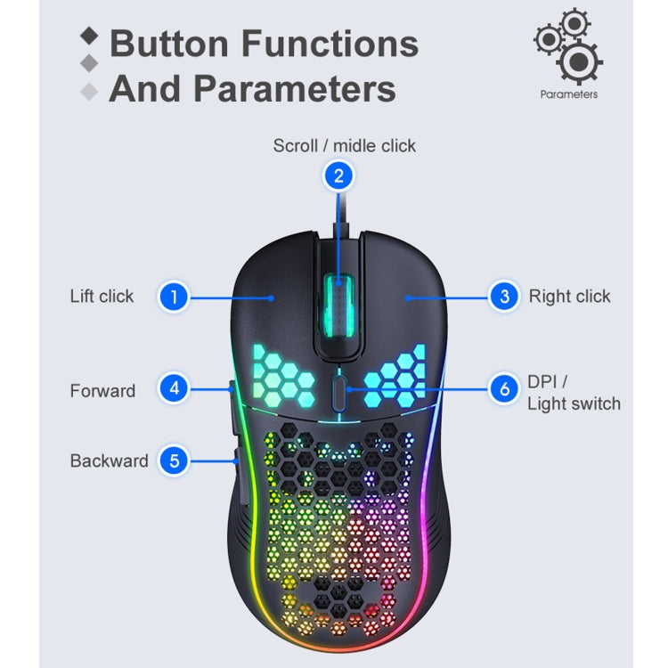 Mouse da gioco cablato con illuminazione RGB iMICE T98, T98