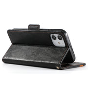CustodiaNeo Business Custodia in pelle PU con doppia fibbia magnetica con giunzione orizzontale con supporto, slot per carte e portafoglio, For iPhone 11, For iPhone 11 Pro Max