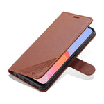 Custodia in pelle a conchiglia orizzontale con struttura in pelle di pecora AZNS con supporto, slot per carte e portafoglio, For vivo Y53s