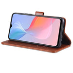 Custodia in pelle a conchiglia orizzontale con struttura in pelle di pecora AZNS con supporto, slot per carte e portafoglio, For vivo Y53s