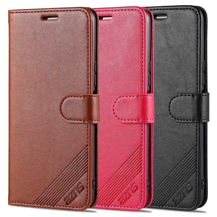 Custodia in pelle a conchiglia orizzontale con struttura in pelle di pecora AZNS con supporto, slot per carte e portafoglio, For vivo Y53s