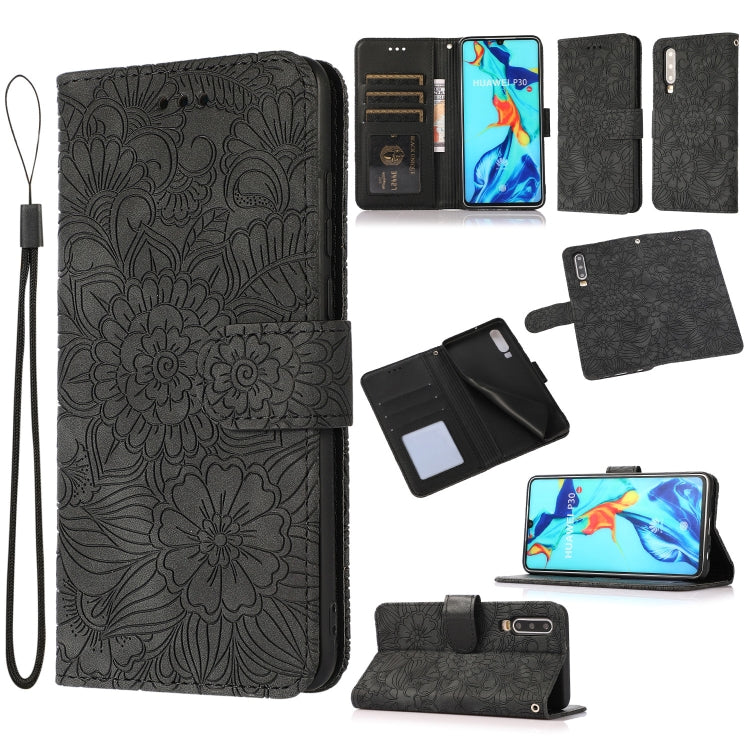 Custodia in pelle con flip orizzontale in rilievo con girasoli effetto pelle con supporto e slot per carte, portafoglio e cordino, For Huawei P30, For Huawei P20 lite