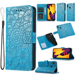 Custodia in pelle con flip orizzontale in rilievo con girasoli effetto pelle con supporto e slot per carte, portafoglio e cordino, For Huawei P30, For Huawei P20 lite