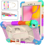 Custodia protettiva in silicone antiurto per robot a colori a contrasto + custodia protettiva per PC con supporto e tracolla, For Samsung Galaxy Tab A 8.0 (2019)T290/T295
