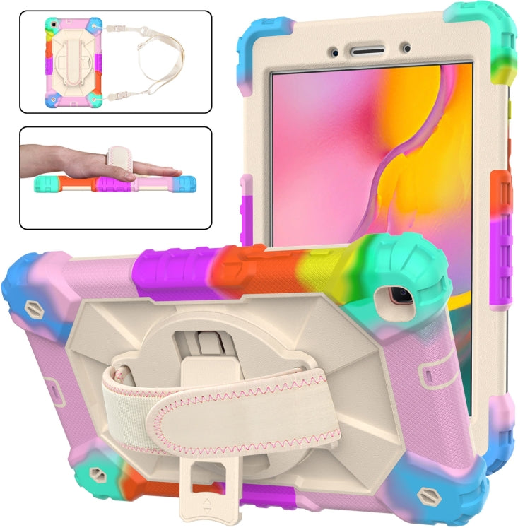 Custodia protettiva in silicone antiurto per robot a colori a contrasto + custodia protettiva per PC con supporto e tracolla, For Samsung Galaxy Tab A 8.0 (2019)T290/T295