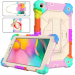 Custodia protettiva in silicone antiurto per robot a colori a contrasto + custodia protettiva per PC con supporto e tracolla, For Samsung Galaxy Tab A 8.0 (2019)T290/T295