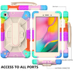 Custodia protettiva in silicone antiurto per robot a colori a contrasto + custodia protettiva per PC con supporto e tracolla, For Samsung Galaxy Tab A 8.0 (2019)T290/T295