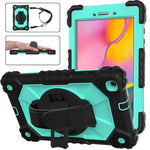 Custodia protettiva in silicone antiurto per robot a colori a contrasto + custodia protettiva per PC con supporto e tracolla, For Samsung Galaxy Tab A 8.0 (2019)T290/T295