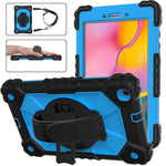 Custodia protettiva in silicone antiurto per robot a colori a contrasto + custodia protettiva per PC con supporto e tracolla, For Samsung Galaxy Tab A 8.0 (2019)T290/T295