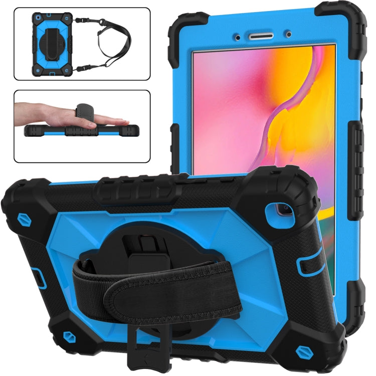Custodia protettiva in silicone antiurto per robot a colori a contrasto + custodia protettiva per PC con supporto e tracolla, For Samsung Galaxy Tab A 8.0 (2019)T290/T295