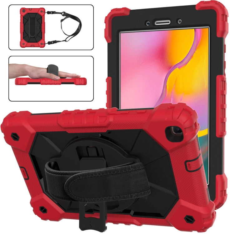 Custodia protettiva in silicone antiurto per robot a colori a contrasto + custodia protettiva per PC con supporto e tracolla, For Samsung Galaxy Tab A 8.0 (2019)T290/T295