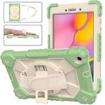 Custodia protettiva in silicone antiurto per robot a colori a contrasto + custodia protettiva per PC con supporto e tracolla, For Samsung Galaxy Tab A 8.0 (2019)T290/T295