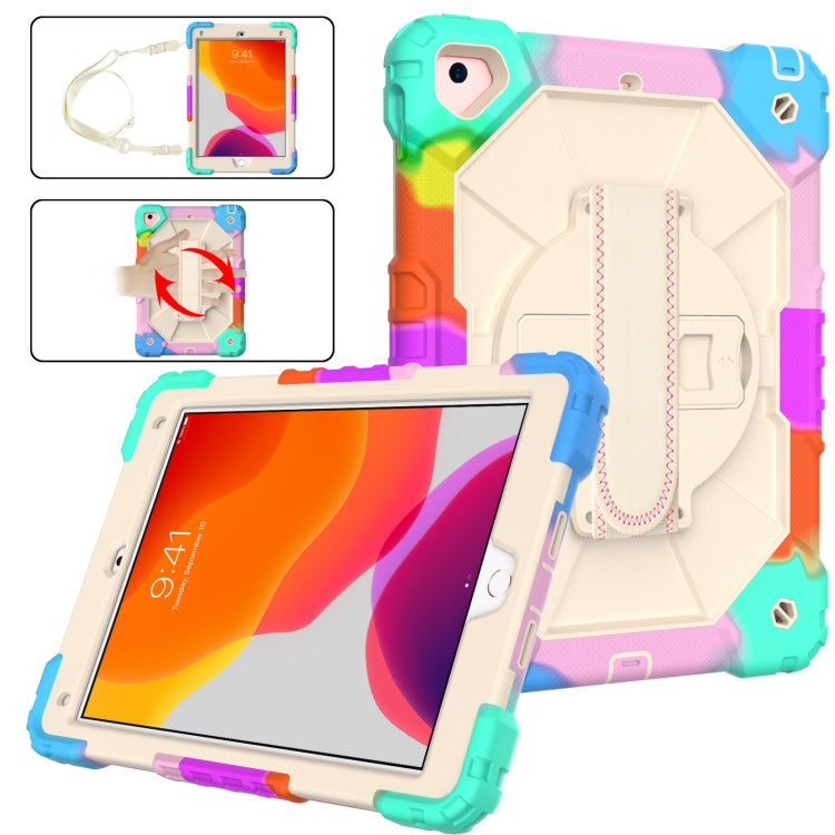 Custodia protettiva in silicone antiurto per robot a colori a contrasto + custodia protettiva per PC con supporto e tracolla, For iPad 9.7 (2018) & (2017) / Air 2 / Air