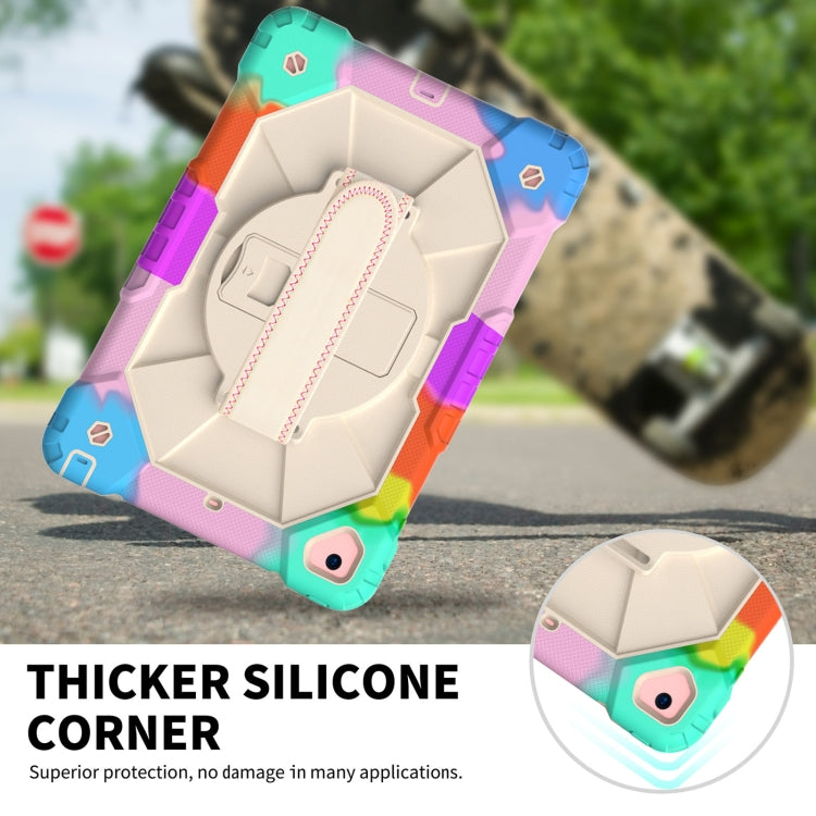 Custodia protettiva in silicone antiurto per robot a colori a contrasto + custodia protettiva per PC con supporto e tracolla, For iPad 9.7 (2018) & (2017) / Air 2 / Air