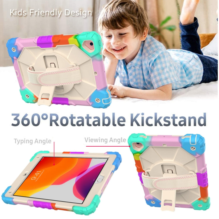 Custodia protettiva in silicone antiurto per robot a colori a contrasto + custodia protettiva per PC con supporto e tracolla, For iPad 9.7 (2018) & (2017) / Air 2 / Air