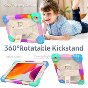 Custodia protettiva in silicone antiurto per robot a colori a contrasto + custodia protettiva per PC con supporto e tracolla, For iPad 9.7 (2018) & (2017) / Air 2 / Air
