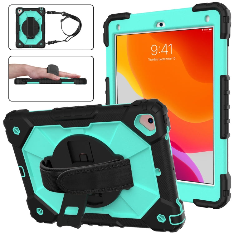 Custodia protettiva in silicone antiurto per robot a colori a contrasto + custodia protettiva per PC con supporto e tracolla, For iPad 9.7 (2018) & (2017) / Air 2 / Air