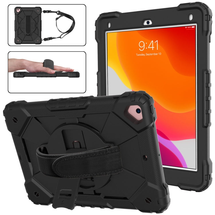 Custodia protettiva in silicone antiurto per robot a colori a contrasto + custodia protettiva per PC con supporto e tracolla, For iPad 9.7 (2018) & (2017) / Air 2 / Air