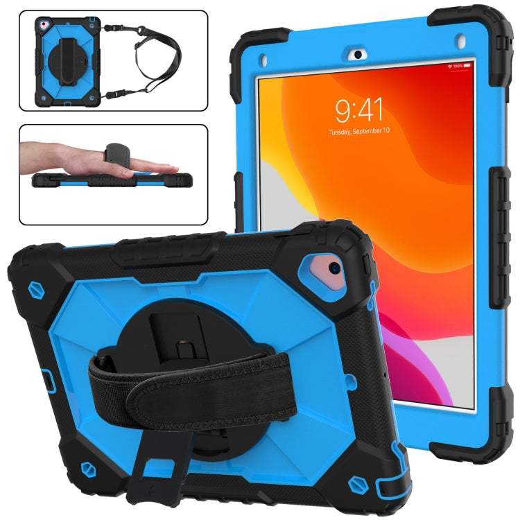 Custodia protettiva in silicone antiurto per robot a colori a contrasto + custodia protettiva per PC con supporto e tracolla, For iPad 9.7 (2018) & (2017) / Air 2 / Air