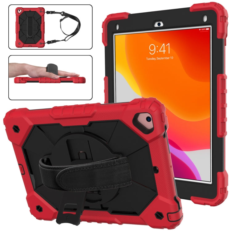 Custodia protettiva in silicone antiurto per robot a colori a contrasto + custodia protettiva per PC con supporto e tracolla, For iPad 9.7 (2018) & (2017) / Air 2 / Air