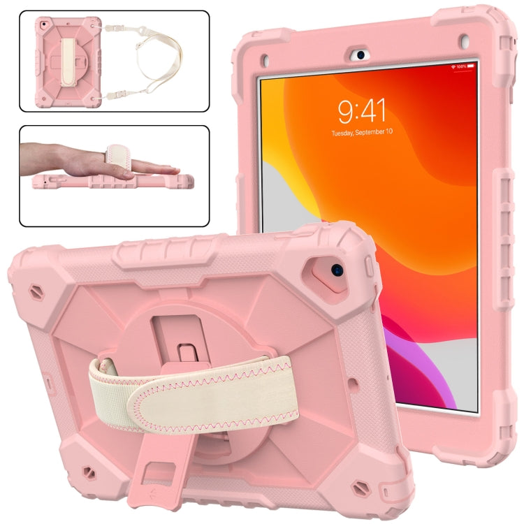 Custodia protettiva in silicone antiurto per robot a colori a contrasto + custodia protettiva per PC con supporto e tracolla, For iPad 9.7 (2018) & (2017) / Air 2 / Air