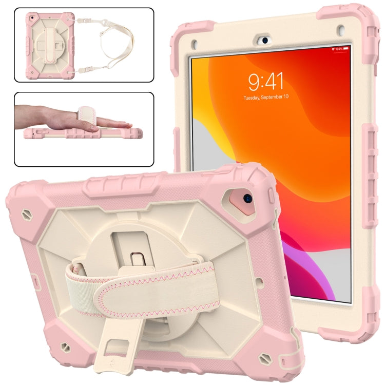 Custodia protettiva in silicone antiurto per robot a colori a contrasto + custodia protettiva per PC con supporto e tracolla, For iPad 9.7 (2018) & (2017) / Air 2 / Air