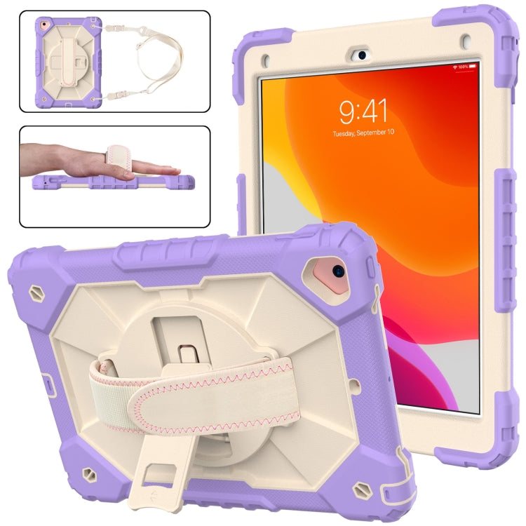 Custodia protettiva in silicone antiurto per robot a colori a contrasto + custodia protettiva per PC con supporto e tracolla, For iPad 9.7 (2018) & (2017) / Air 2 / Air