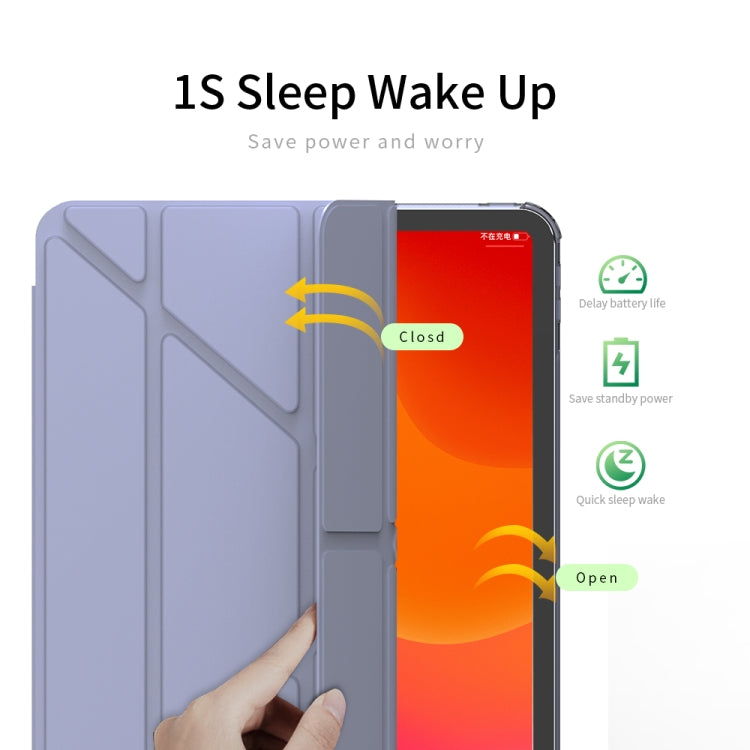 Flip orizzontale multi-pieghevole in pelle PU + TPU Aitbag Custodia in mezza pasta antiurto con supporto e slot per penna e funzione Sleep / Wake-up, For iPad Pro 11 2022 / 2020/2021