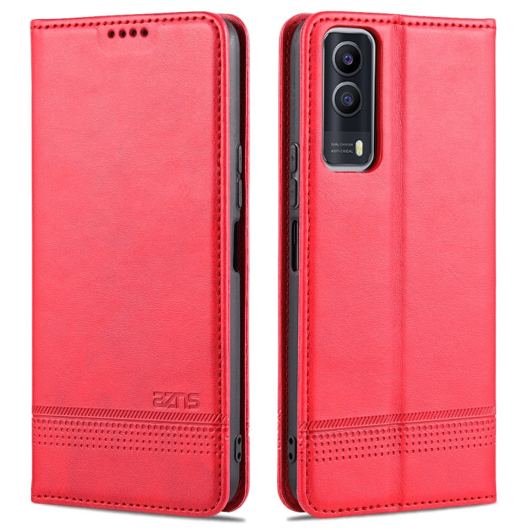 AZNS Custodia in pelle a vibrazione orizzontale con struttura in vitello magnetico con slot per carte, supporto e portafoglio, For vivo Y53s