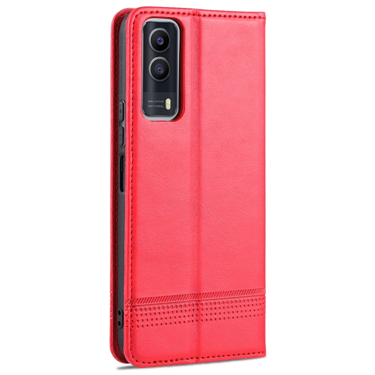 AZNS Custodia in pelle a vibrazione orizzontale con struttura in vitello magnetico con slot per carte, supporto e portafoglio, For vivo Y53s