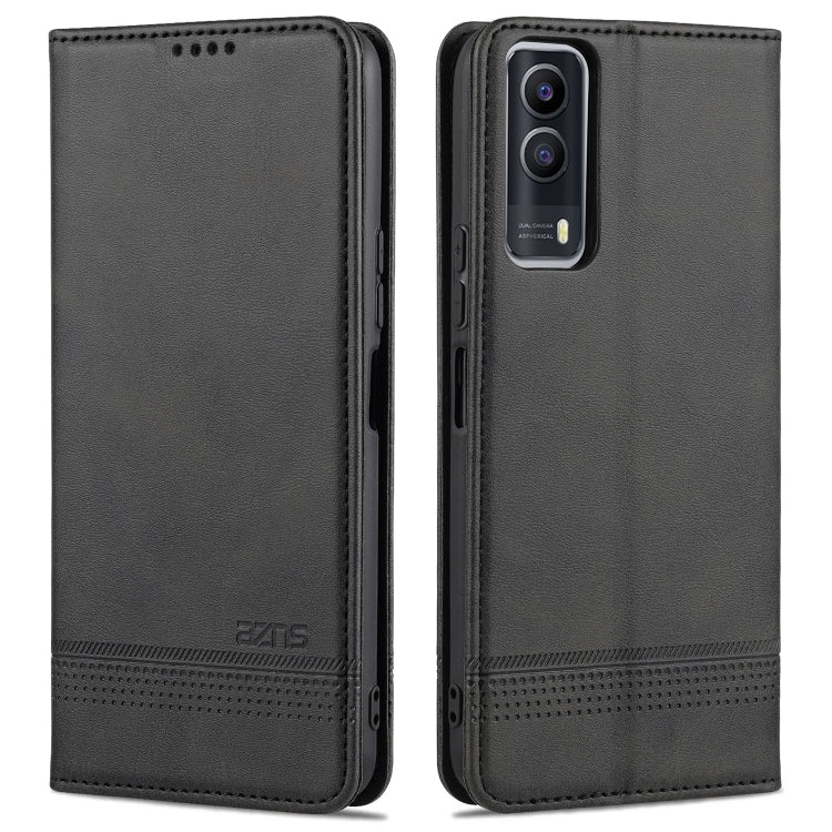 AZNS Custodia in pelle a vibrazione orizzontale con struttura in vitello magnetico con slot per carte, supporto e portafoglio, For vivo Y53s
