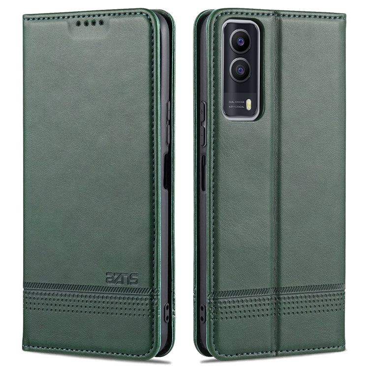 AZNS Custodia in pelle a vibrazione orizzontale con struttura in vitello magnetico con slot per carte, supporto e portafoglio, For vivo Y53s