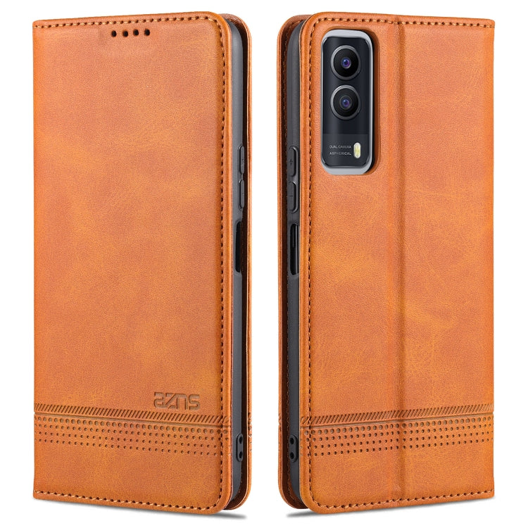 AZNS Custodia in pelle a vibrazione orizzontale con struttura in vitello magnetico con slot per carte, supporto e portafoglio, For vivo Y53s