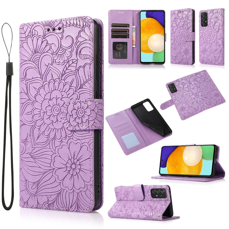 Custodia in pelle con flip orizzontale in rilievo con girasoli effetto pelle con supporto e slot per carte, portafoglio e cordino, For Samsung Galaxy 5G / 4G, For Samsung Galaxy A72 5G / 4G, For Samsung Galaxy S20+, For Samsung Galaxy Note10+
