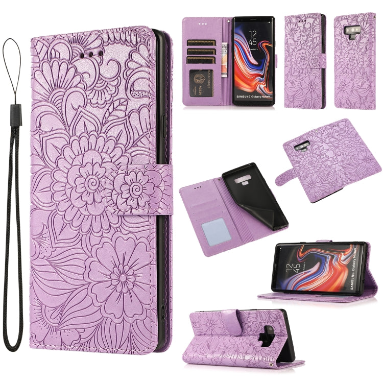 Custodia in pelle con flip orizzontale in rilievo con girasoli effetto pelle con supporto e slot per carte, portafoglio e cordino, For Samsung Galaxy Note9, For Samsung Galaxy Note20 Ultra, For Samsung Galaxy S20 Ultra, For Samsung Galaxy S21 Ultra 5G