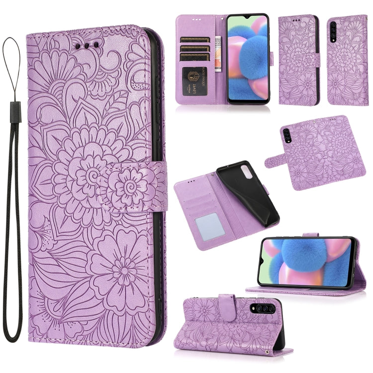 Custodia in pelle con flip orizzontale in rilievo con girasoli effetto pelle con supporto e slot per carte, portafoglio e cordino, For Samsung Galaxy A30s, For Samsung Galaxy A50s, For Samsung Galaxy A70s, For Samsung Galaxy S10