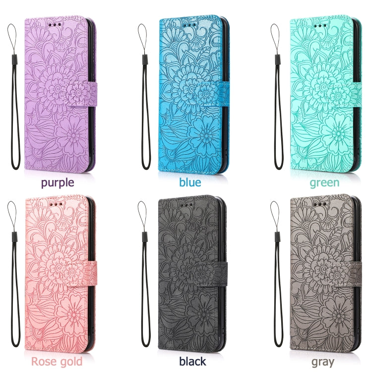 Custodia in pelle con flip orizzontale in rilievo con girasoli effetto pelle con supporto e slot per carte, portafoglio e cordino, For Samsung Galaxy A22 5G, For Samsung Galaxy A51