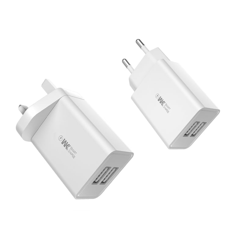 WK WP-U56 Adattatore di alimentazione per caricabatterie da viaggio a ricarica rapida Dual USB 2A,, UK Plug, EU Plug