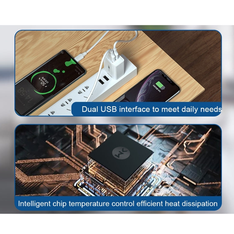 WK WP-U56 Adattatore di alimentazione per caricabatterie da viaggio a ricarica rapida Dual USB 2A,, UK Plug, EU Plug