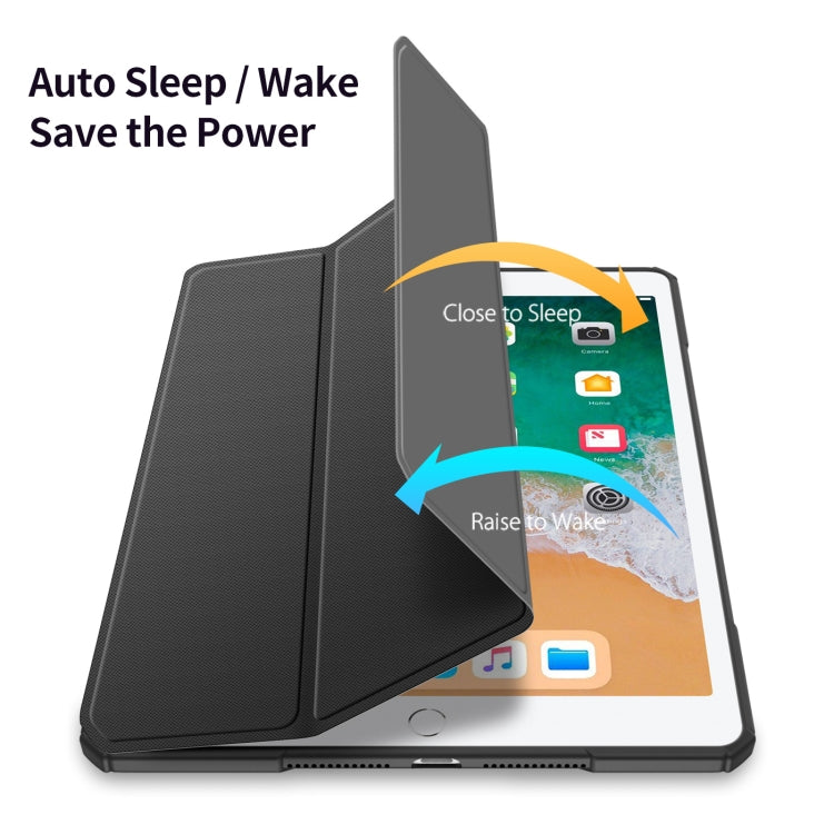 DUX DUCIS TOBY Series Custodia a ribalta orizzontale antiurto in pelle PU + PC + TPU con supporto e slot per penna e funzione Sleep / Wake-up, For iPad 9.7 inch 2017 / 2018