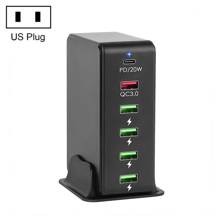 Caricabatterie da viaggio 6 in 1 65W USB-C PD QC 3.0