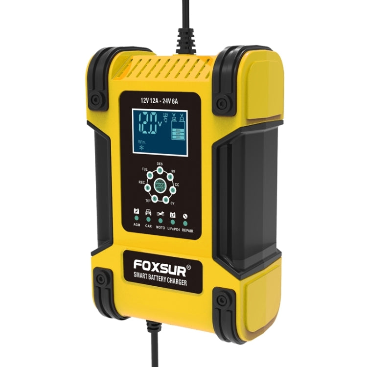 FOXSUR 12A / 12V / 24V Caricabatteria AGM per batteria al piombo a 7 stadi per auto / moto, 12A, US Plug, 12A, EU Plug, 12A, JP Plug, 12A, UK Plug