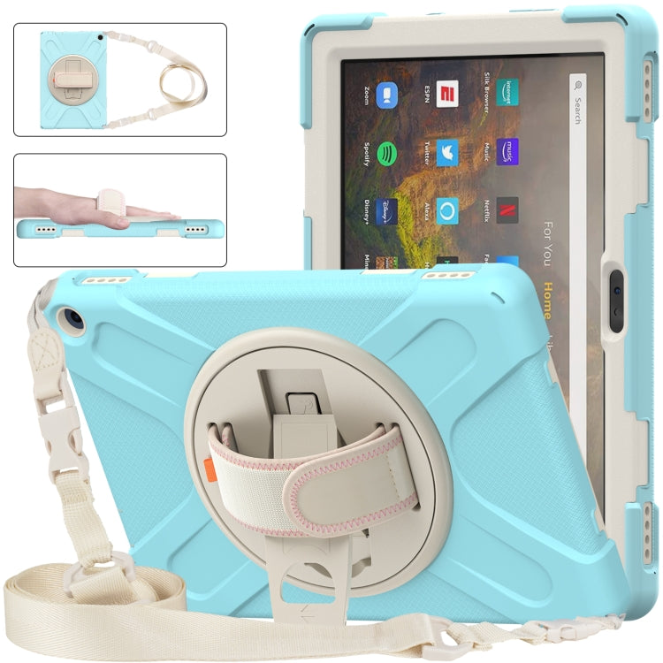 Custodia protettiva in silicone + PC con supporto e tracolla, For Amazon Kindle Fire HD 10 2021
