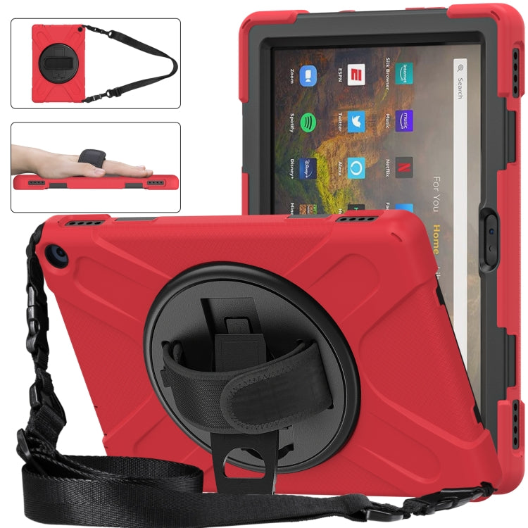 Custodia protettiva in silicone + PC con supporto e tracolla, For Amazon Kindle Fire HD 10 2021